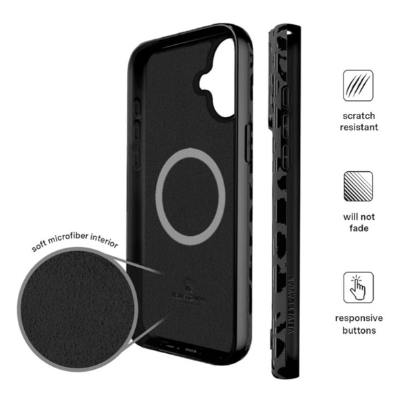 iPhone 16 PL Matte Black Leopard Cheetah Print Magnetic Case Cover Cute NIB - Picture 11 of 16